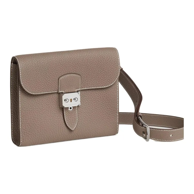 HERMES Sac A Depeches Togo Calfskin Messenger Bag, Crossbody Bag, Shoulder Bag Men's 18 Etoupe Elephant Gray-1