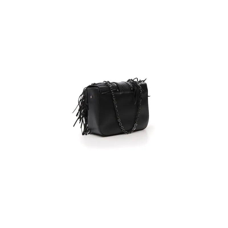LONGCHAMP Leather Envelope Bag Shoulder Bags Women's Black-3