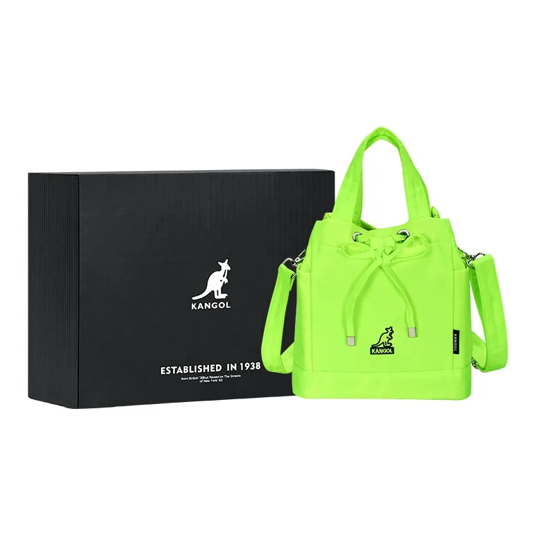 KANGOL Fabric Bucket Bag Cylinder Bag Crossbody Bag Handbag Medium Size Unisex Multicolor-9