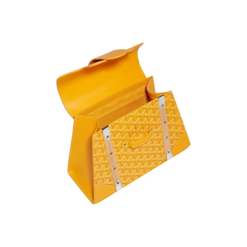 GOYARD Saigon Cross-Grain Calfskin Shoulder Bag Crossbody Bag Handbag Small Size Unisex Yellow-3