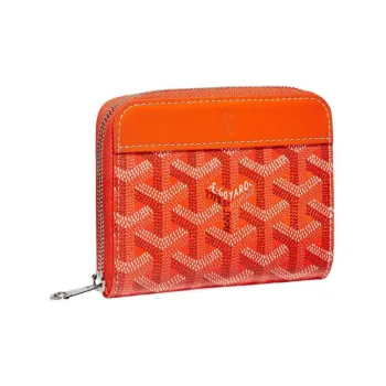 GOYARD MATIGNON Canvas With Leather Wallet Small Size Unisex Orange