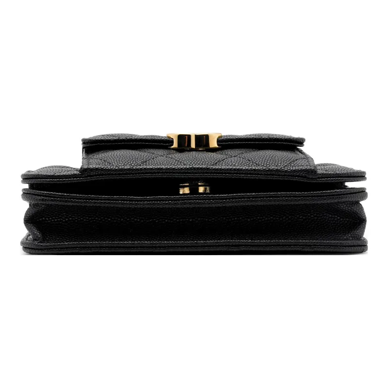 CHANEL Grain Embossed Caviar Cow Leather Handheld Shoulder Bag, Crossbody Bag Mini Women's Black-4