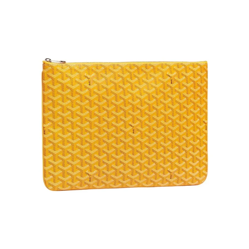 GOYARD SENAT Canvas With Leather Wallet Toiletry Bag Clutch Unisex Yellow-0