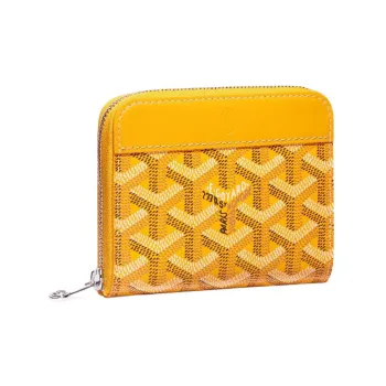 GOYARD MATIGNON Canvas With Leather Wallet Small Size Unisex Yellow