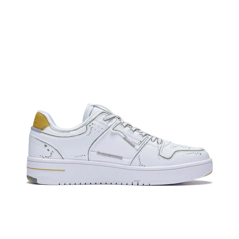 LiNing Tianji Anti Slip Wear Resistant Low Top Skateboard Shoes Men's White Gold-1