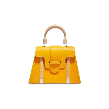 GOYARD Saigon Cross-Grain Calfskin Shoulder Bag Crossbody Bag Handbag Small Size Unisex Yellow