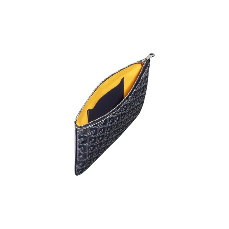 GOYARD SENAT Canvas With Leather Toiletry Bags Storage Bags Clutches Small Size Unisex Marine Blue-1