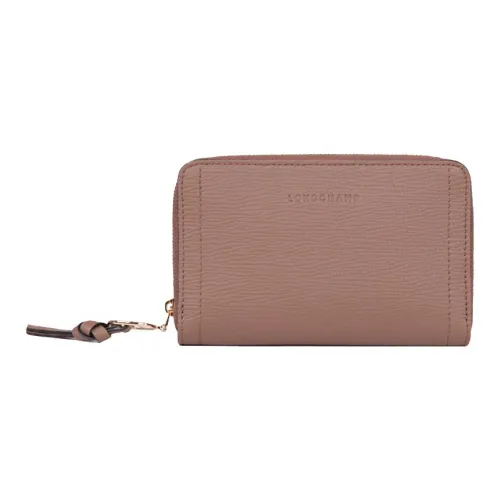 LONGCHAMP Mailbo Grained Cow Leather Wallet Women's Beige