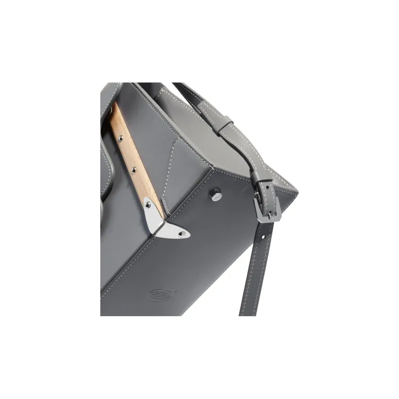 GOYARD Saigon Cross-Grain Calfskin Shoulder Bag Crossbody Bag Handbag Small Size Unisex Gray-4