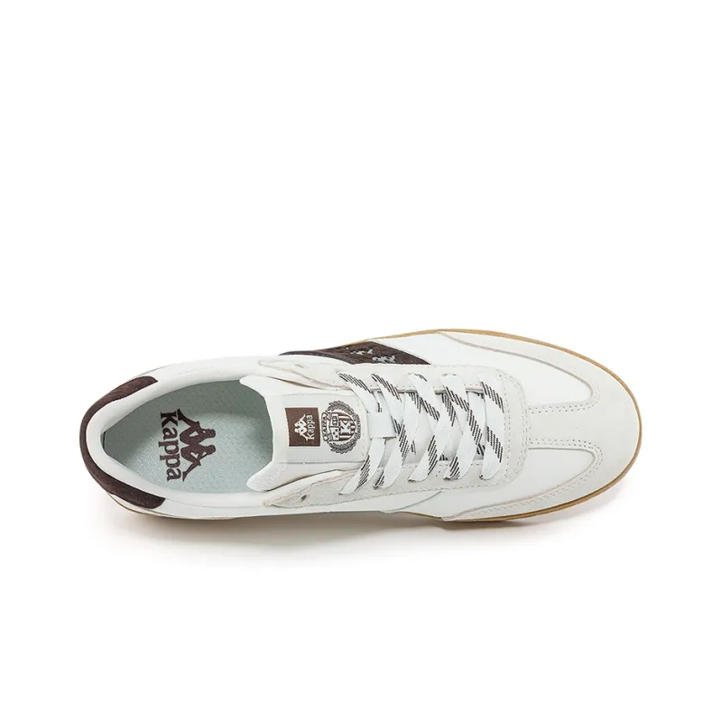 Kappa Anti Slip Wear Resistant Low Top Skateboard Shoes Unisex Korean White/Chocolate Dark Brown-4