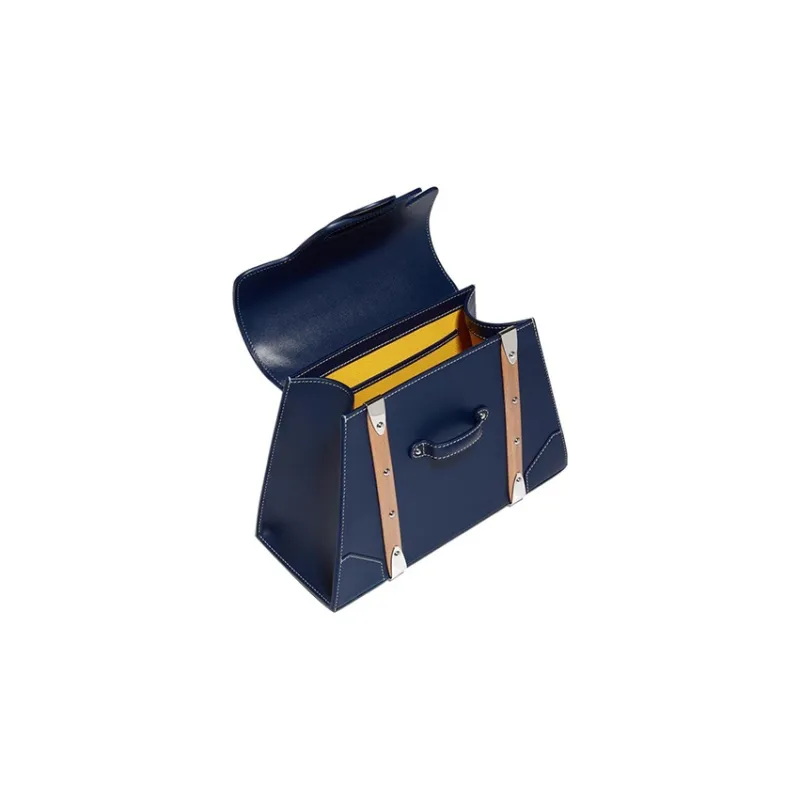 GOYARD Saigon Cross-Grain Calfskin Shoulder Bag Crossbody Bag Handbag Small Size Unisex Marine Blue-3