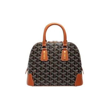 GOYARD Vendôme Canvas With Calfskin Dome Bag Handbag Mini Women's Brown