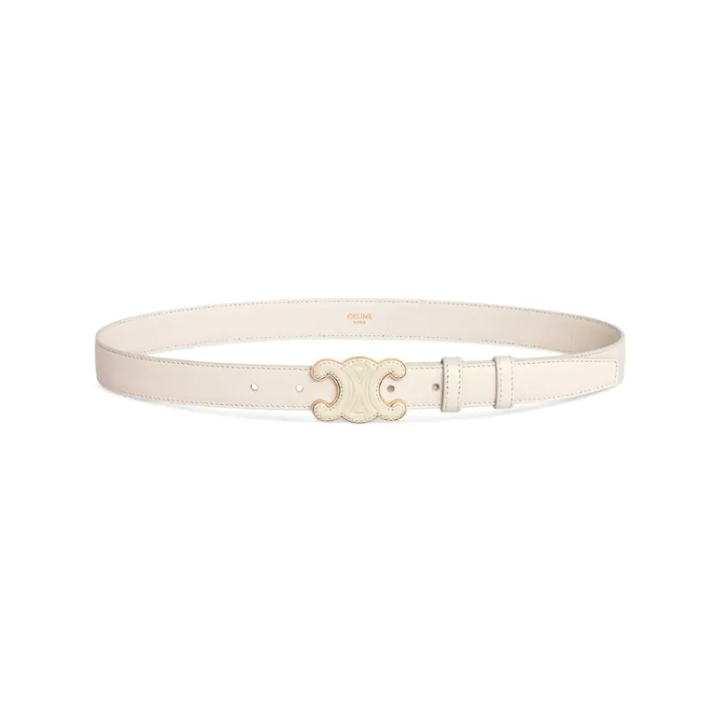 CELINE Leather Belts Women's White-1