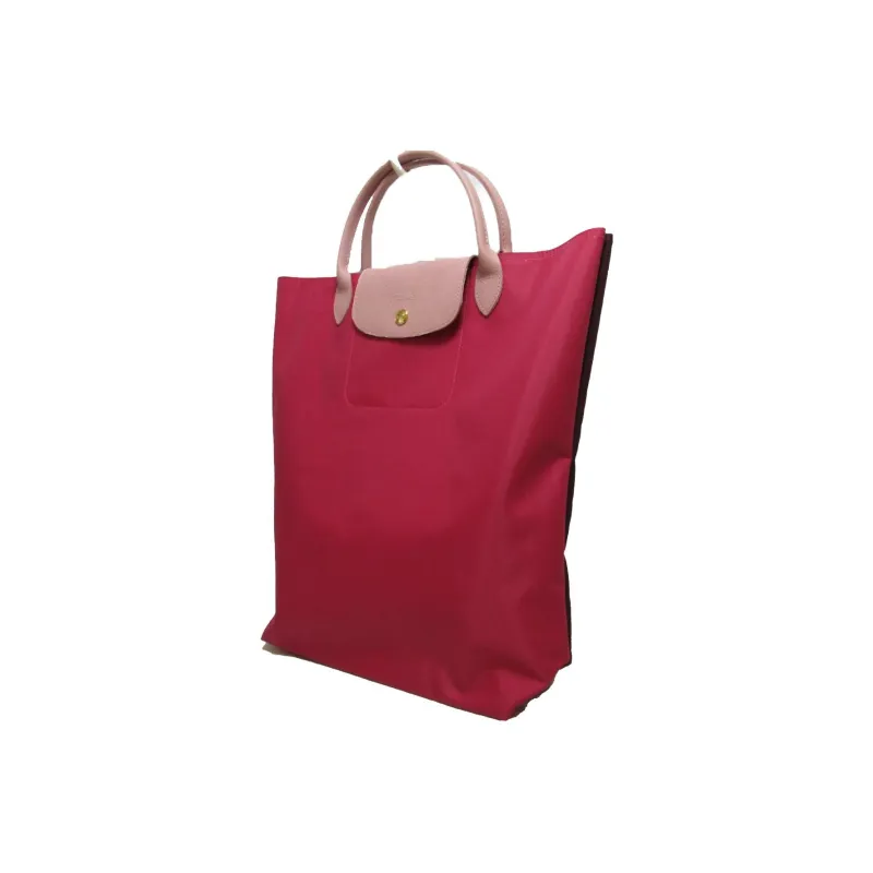 LONGCHAMP Le Pliage Cow Leather Canvas Shoulder Bag Crossbody Bag Handbag Women's Peach Pink & Purple-1