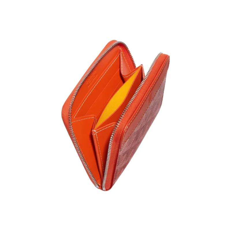 GOYARD MATIGNON Canvas With Leather Wallet Small Size Unisex Orange-1