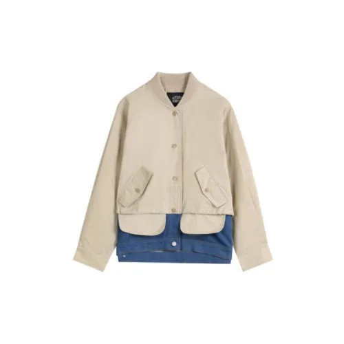 ELF SACK Denim Jackets Women's Beige Khaki