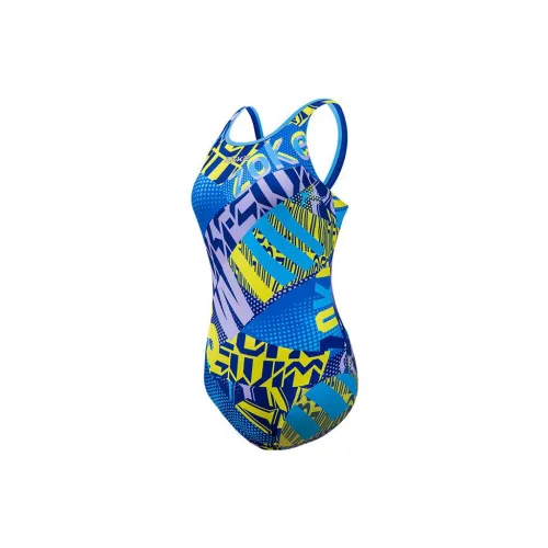 ZOKE One-Piece Swimsuits Women's Blue Yellow Flower