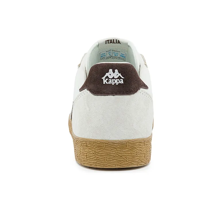 Kappa Anti Slip Wear Resistant Low Top Skateboard Shoes Unisex Korean White/Chocolate Dark Brown-5