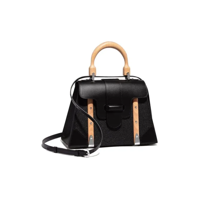 GOYARD Saigon Crumbsie Leather With Decise Bullhide Shoulder Bag Crossbody Bag Handbag Small Size Unisex Black-1