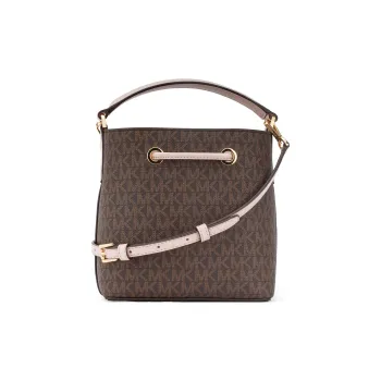 MICHAEL KORS Suri Canvas Bucket Bag Handbag Shoulder Bag Crossbody Bag Small Size Women's Brown & Pink