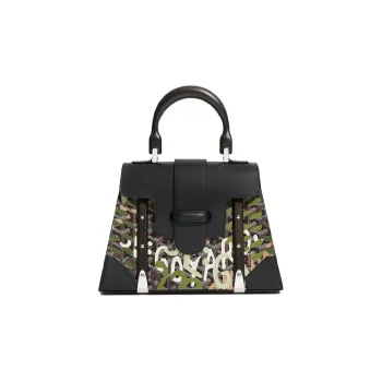GOYARD Saigon Canvas With Leather Shoulder Bag Crossbody Bag Handbag Small Size Women's Black/Green