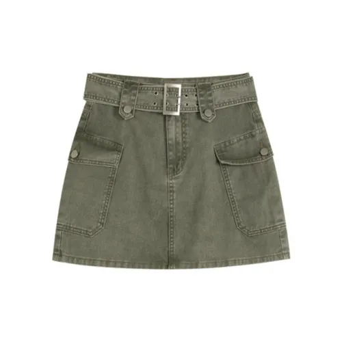 ELF SACK Denim Short Skirts Women's Gray Green