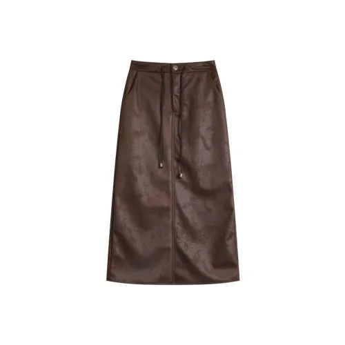 ELF SACK Casual Long Skirts Women's Coffee