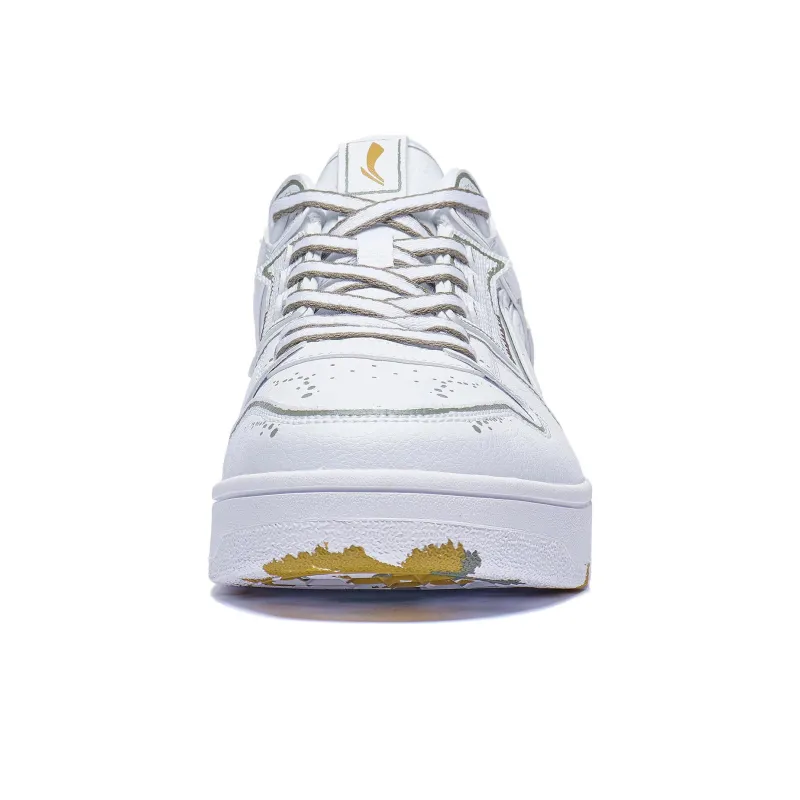 LiNing Tianji Anti Slip Wear Resistant Low Top Skateboard Shoes Men's White Gold-3