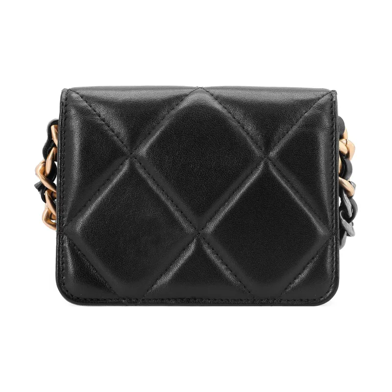 CHANEL 19Bag Sheepskin Coin Purse Fanny Pack Women's Black-2