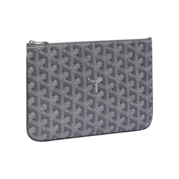 GOYARD SENAT Canvas With Leather Toiletry Bags Storage Bags Clutches Small Size Unisex Gray