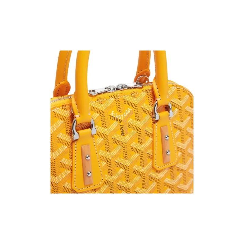 GOYARD Vendôme Canvas With Calfskin Dome Bag Handbag, Shoulder Bag Mini Women's Yellow-4