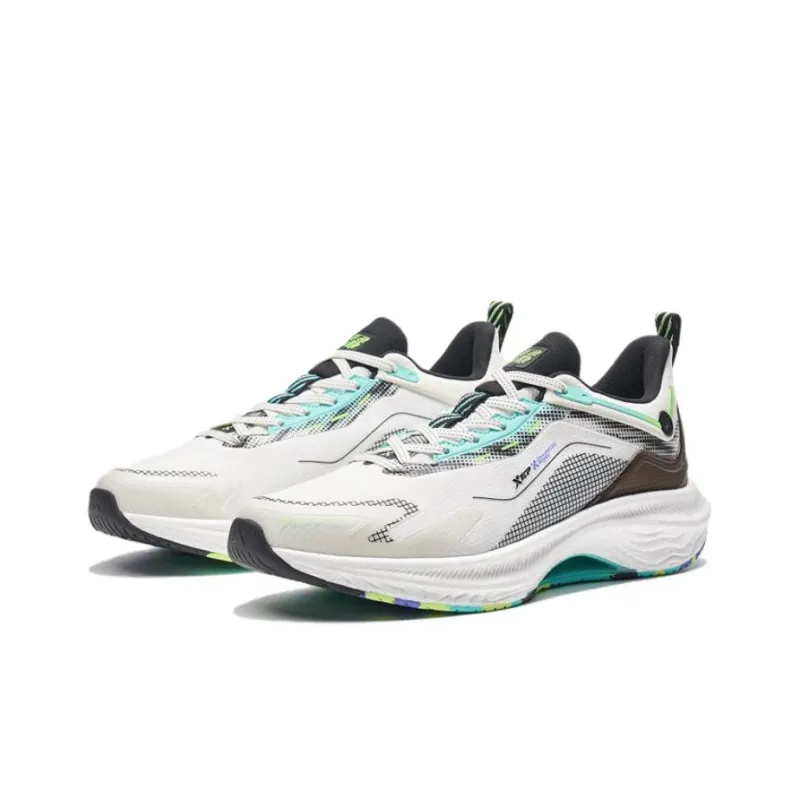 XTEP Leap 2.0 Anti Slip And Wear Resistant Breathable Low Top Running Shoes Men's White Black Green-2