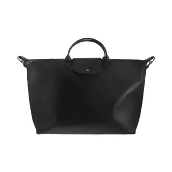 LONGCHAMP Cow Leather Dumpling Bag, Shoulder Bag, Crossbody Bag, Handbag, Travel Bag Large Size Men's Black