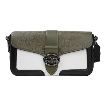 COACH Georgie Refined Pebble Leather Shoulder Bag Portable Crossbody Bag Shoulder Bag Women's Avocado White Black