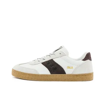 Kappa Anti Slip Wear Resistant Low Top Skateboard Shoes Unisex Korean White/Chocolate Dark Brown
