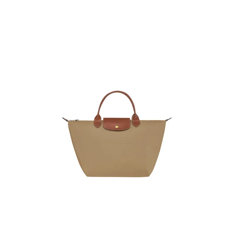 LONGCHAMP Canvas With Leather Handbag Medium Size Women's Beige-0