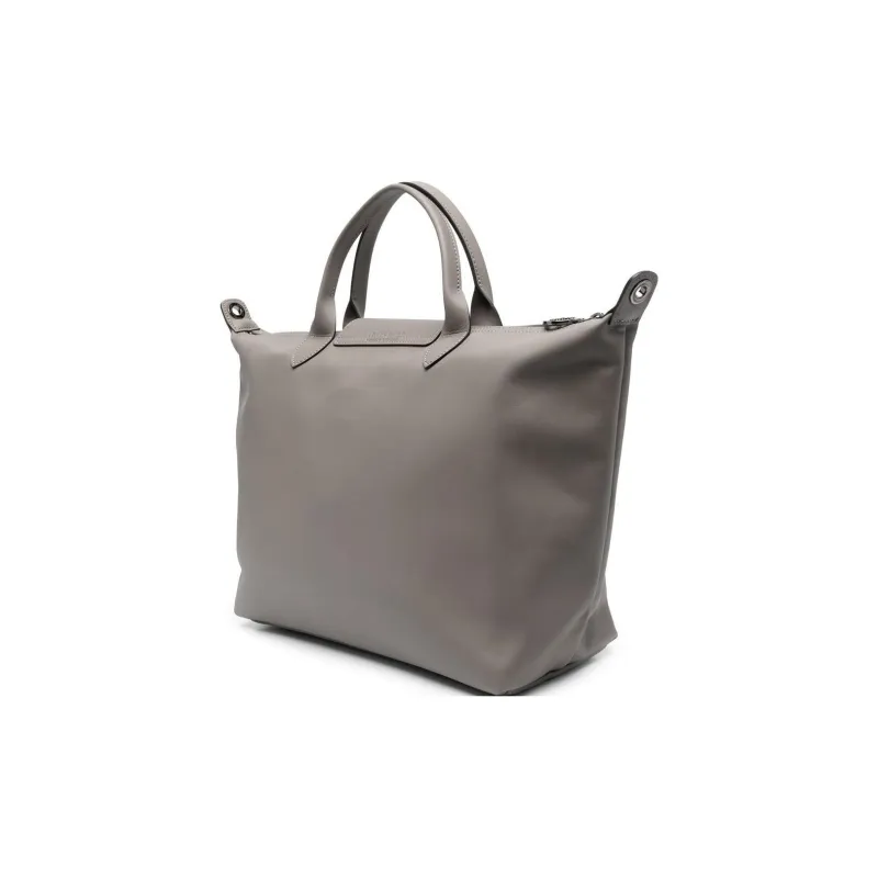 LONGCHAMP Le Pliage Cow Leather Shoulder Bag, Crossbody Bag, Handbag Large Size Women's Gray-1