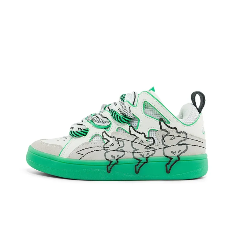 Kappa Low Top Skateboard Shoes Unisex White Green-0