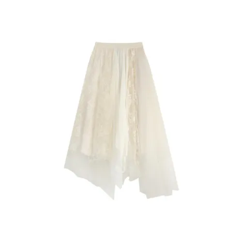 ELF SACK Casual Long Skirts Women's Milk White