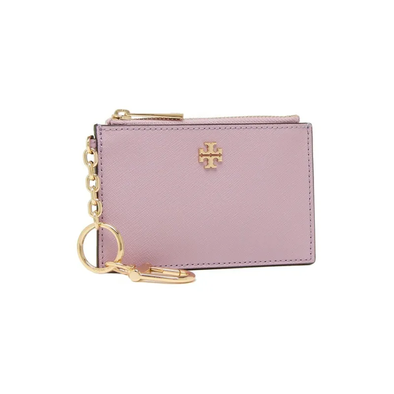 TORY BURCH Emerson Leather Wallet, Coin Purse, Card Holder Trumpets Women's Light Purple-1
