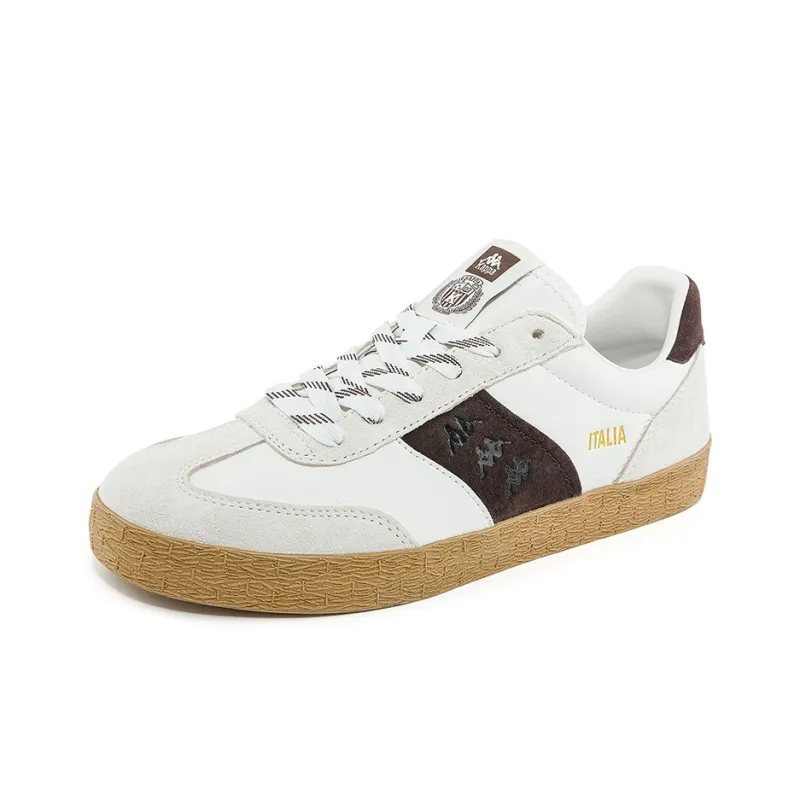 Kappa Anti Slip Wear Resistant Low Top Skateboard Shoes Unisex Korean White/Chocolate Dark Brown-1