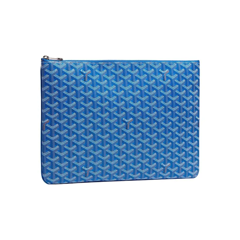 GOYARD SENAT Canvas With Leather Wallet Toiletry Bag Clutch Medium Size Unisex Blue-0