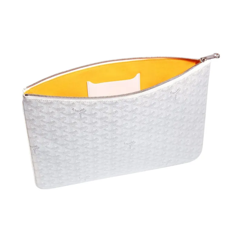 GOYARD SENAT Canvas With Leather Wallet, Toiletry Bag, Clutch Unisex White-1
