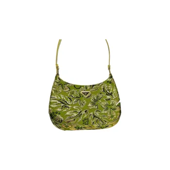 PRADA Cleo Nylon And Leather Crescent Moon Shoulder Bag Handbag Regular Women's Green