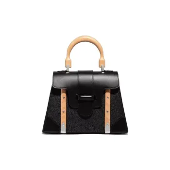 GOYARD Saigon Crumbsie Leather With Decise Bullhide Shoulder Bag Crossbody Bag Handbag Small Size Unisex Black