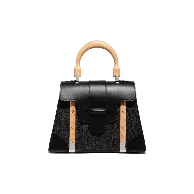 GOYARD Saigon Crumbsie Leather With Decise Bullhide Shoulder Bag Crossbody Bag Handbag Small Size Unisex Black-0