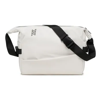 NOMK Top Grain Cow Leather Shoulder Bag, Crossbody Bag Large Size Men's White