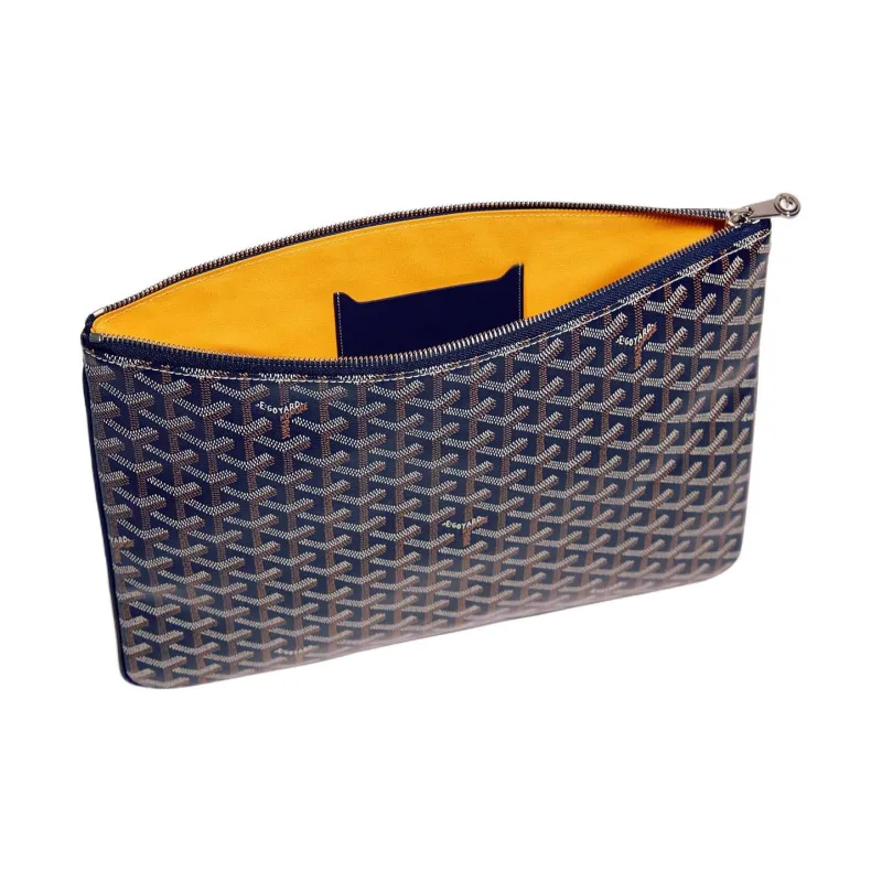 GOYARD SENAT Canvas With Leather Wallet, Toiletry Bag, Clutch Medium Size Unisex Marine Blue-1