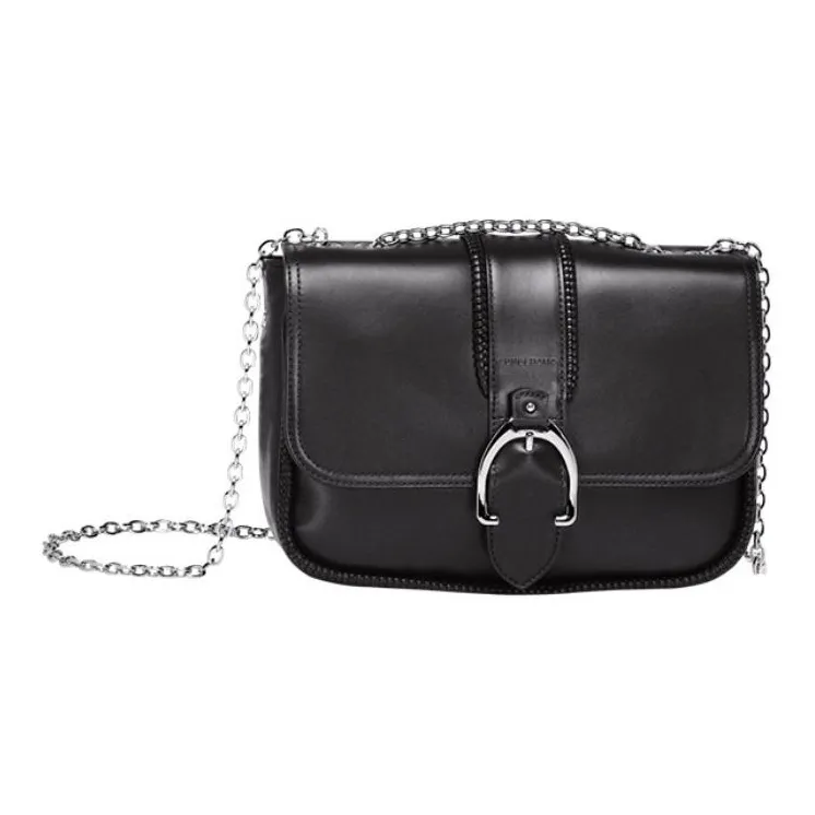 LONGCHAMP Cow Leather Handbag Shoulder Bag Crossbody Bag Regular Women's Black-0