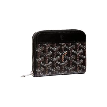 GOYARD MATIGNON Canvas With Leather Wallet Small Size Unisex Black